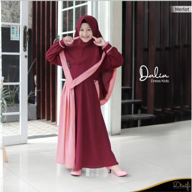 Gamis kids Dalia  - Merlot | By Dinifi Mouza
