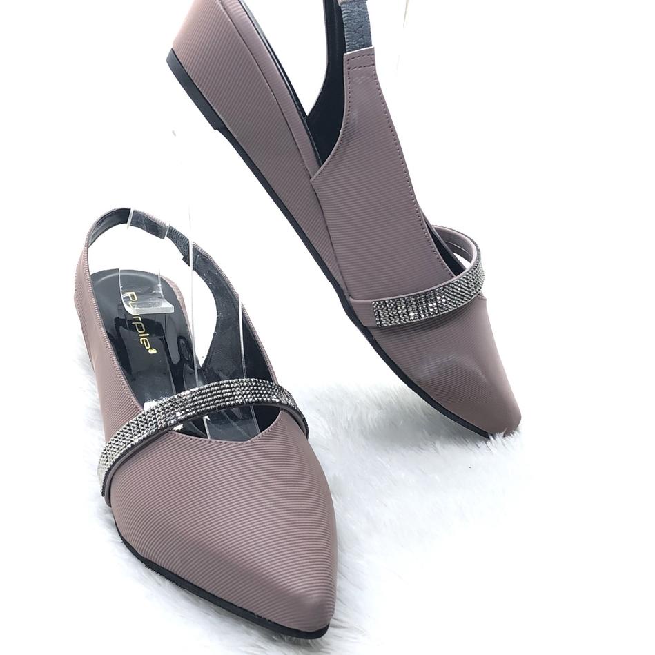 Paling Diminati sepatu flat wanita branded murah tinggi 4 cm terbaru slingback merk purple