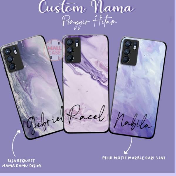 Best Seller Softcase Glass Macaron Lilac Custom Nama [SM53]  For Oppo Reno 6 4G A5s A16 A15 Reno 5F 