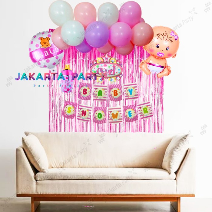 Paket dekorasi baby shower pink / paket baby shower / paket baby girl