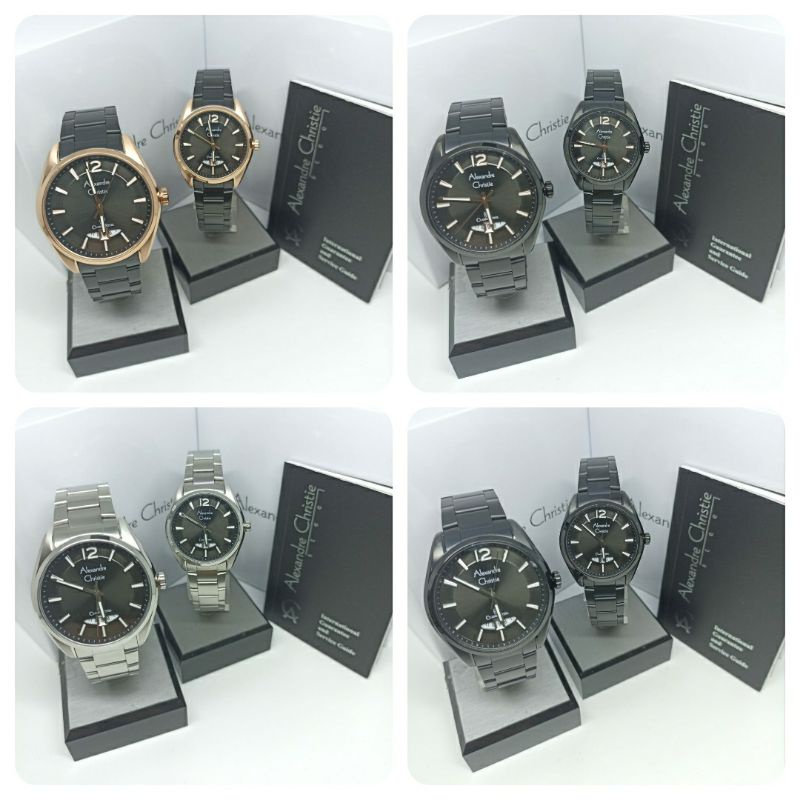 Jam Tangan Couple Alexandre Christie 8679 AC8679 AC 8679 Tali Besi / Stainless steel