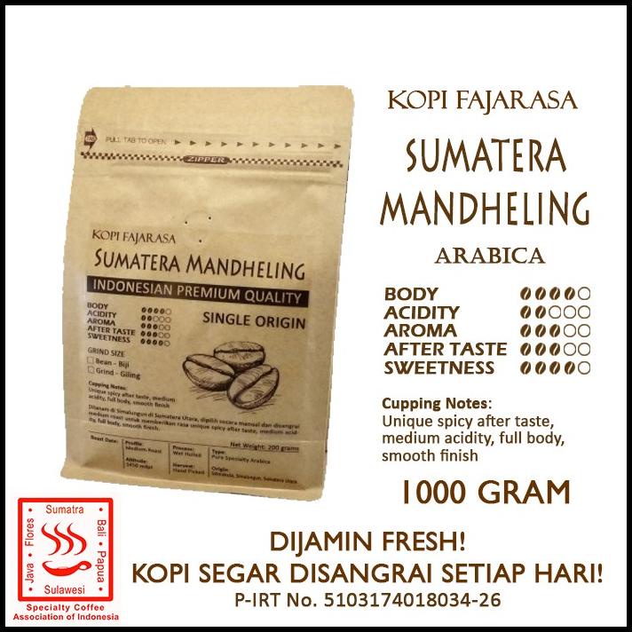 

Kopi Fajarasa Sumatera Mandheling Biji Kopi Arabica 1 Kg