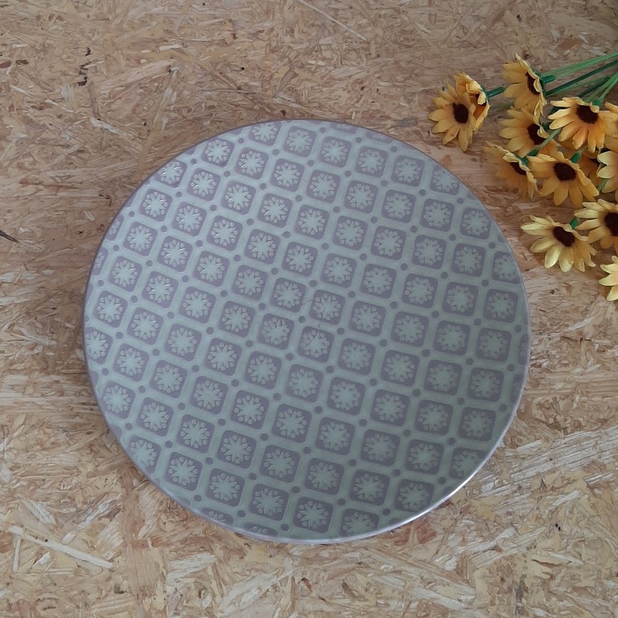 00154 Piring Salad Motif Kotak / Piring Salad Keramik / Piring Keramik Salad