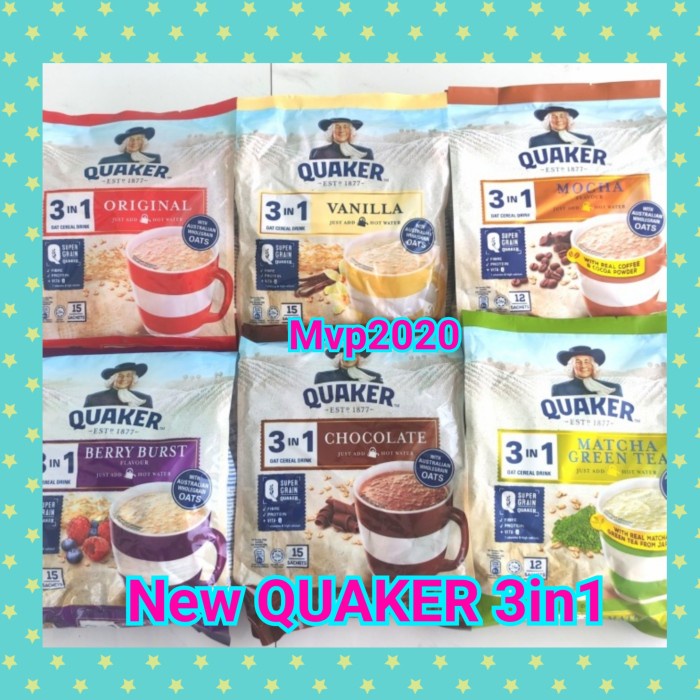 

Quaker 3in1 instant oat cereal drink - original