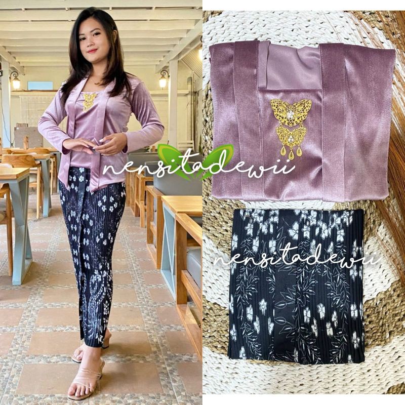 [1 SET] Kebaya Kutubaru + Rok Plisket / Kode : DUT01, Model Tifani