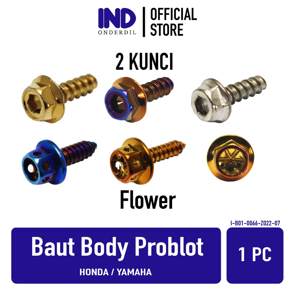 Baut-Baud Body-Bodi Cover Probolt 2 Kunci-Flower Variasi Honda M5x16-M4x16-5x16-4x16 5 x 16-4 x 16 1 Pc-Satuan