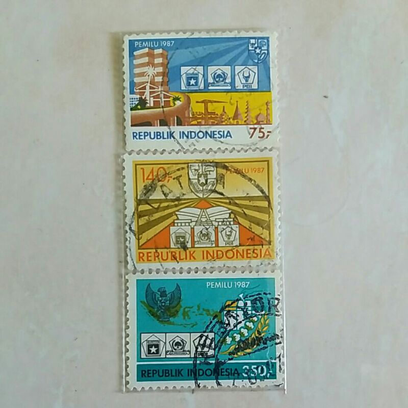 

(AC) Perangko Indonesia 1987 Pemilu Set Lengkap 3pcs Used