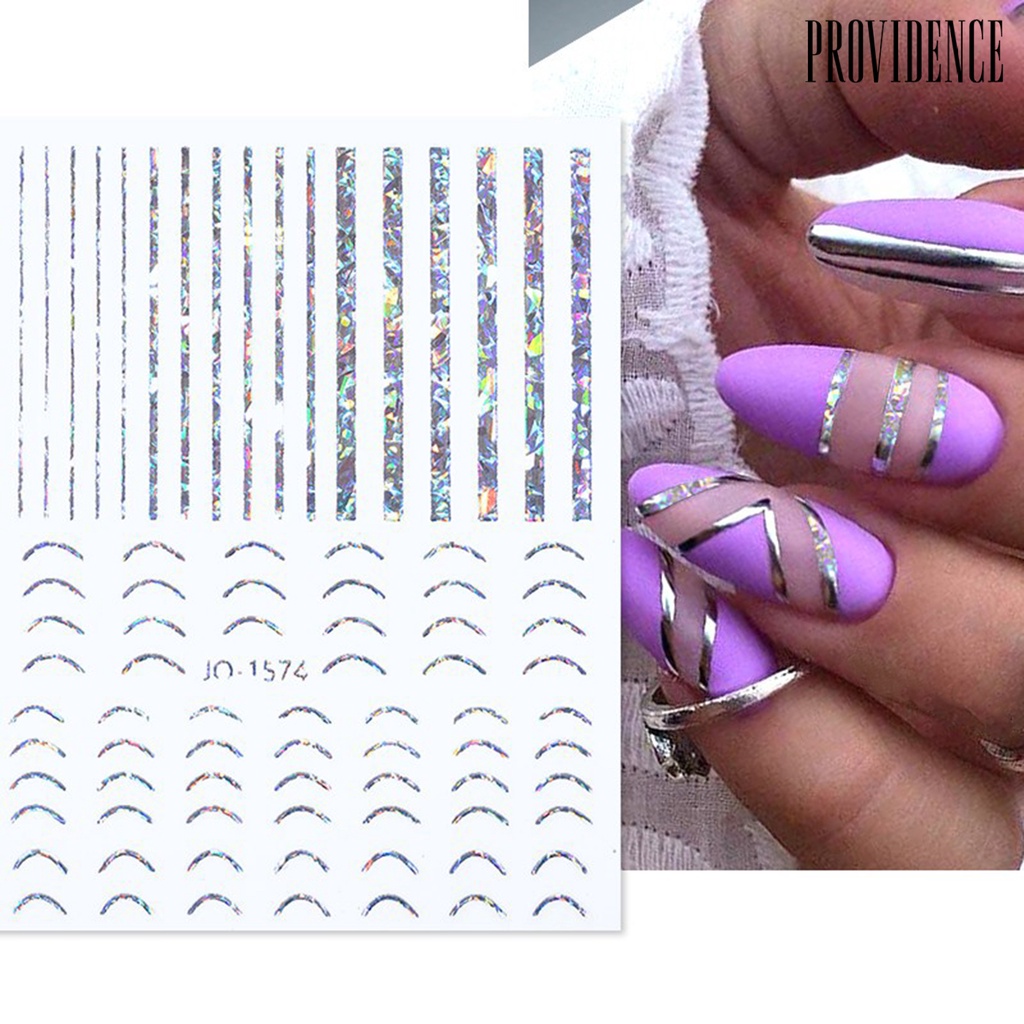 Providence Stiker Kuku Ultra Tipis Motif Garis Asimetris Untuk Nail Art / Manicure / Salon