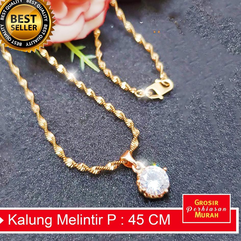 2022 Promo Gila Kalung Melintir Yang Model Titanium + Liontin Mata Satu 24K Lapis Emas Persis Emas A