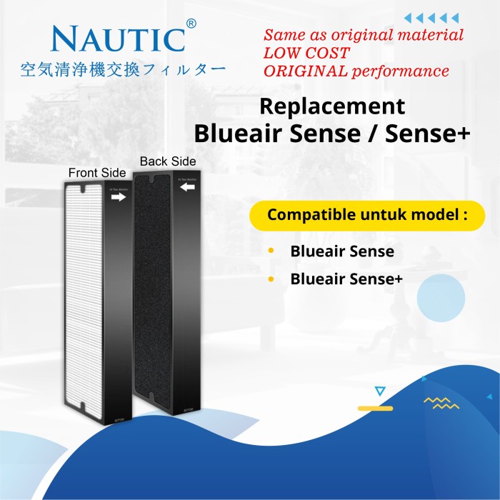 NAUTIC - ADAPTED Replacement untuk Filter Blu*air Sense / Sense+ HEPA+CARBON FILTER