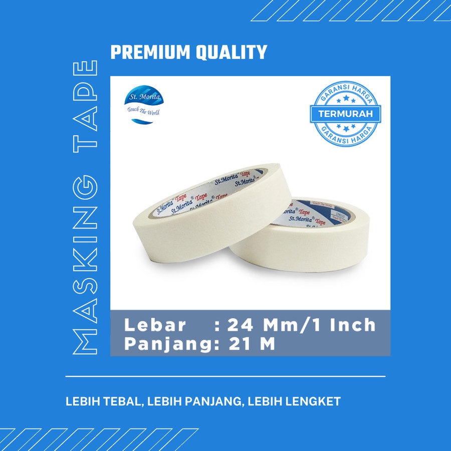 

Lakban Kertas 24 mmx21M Masking Tape 1 inch Premium