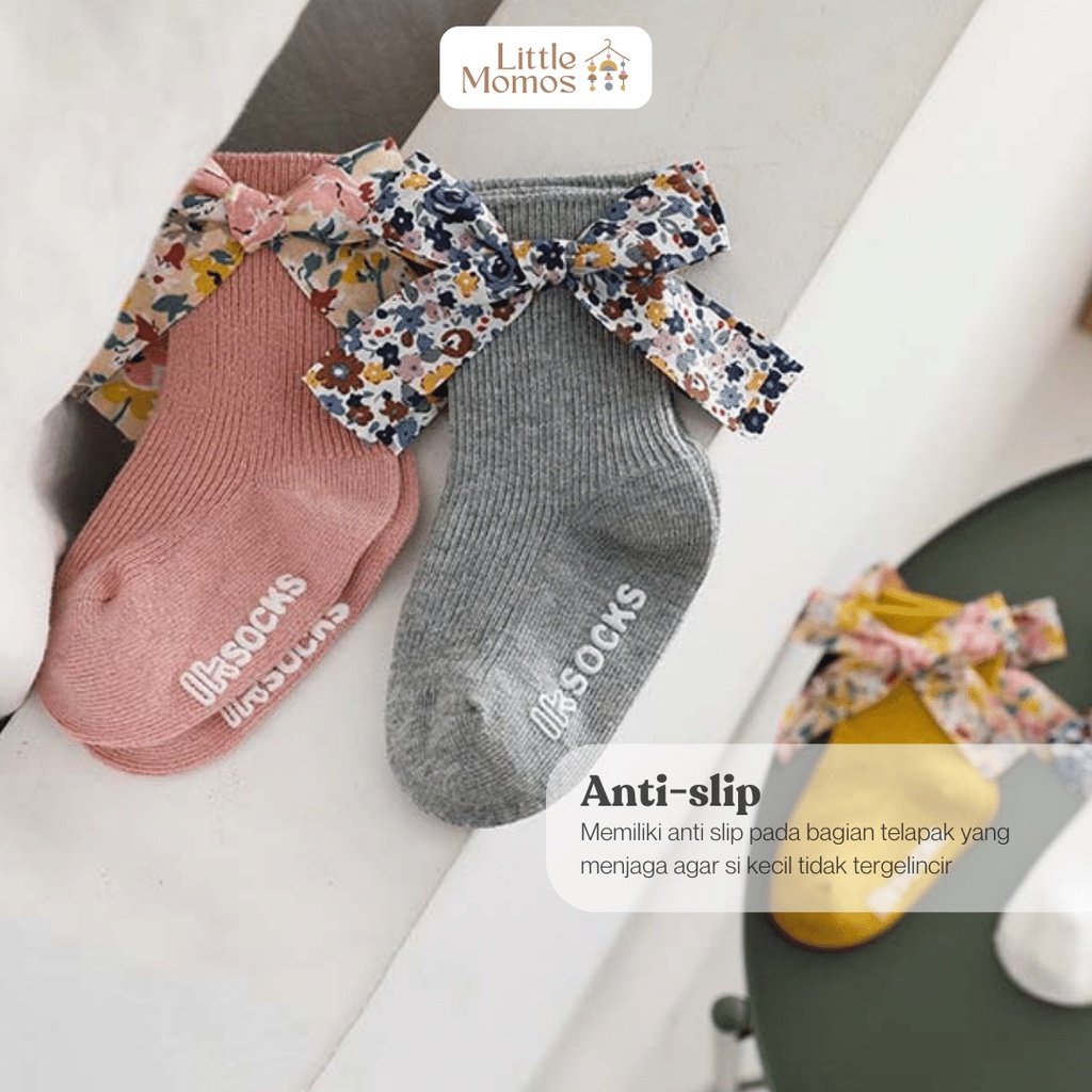 Little Momos Set Kaos Kaki Bandana Premium Korean Style Flower 0-1 Tahun / Bandana Set Premium / Gift Set For Newborn Hampers