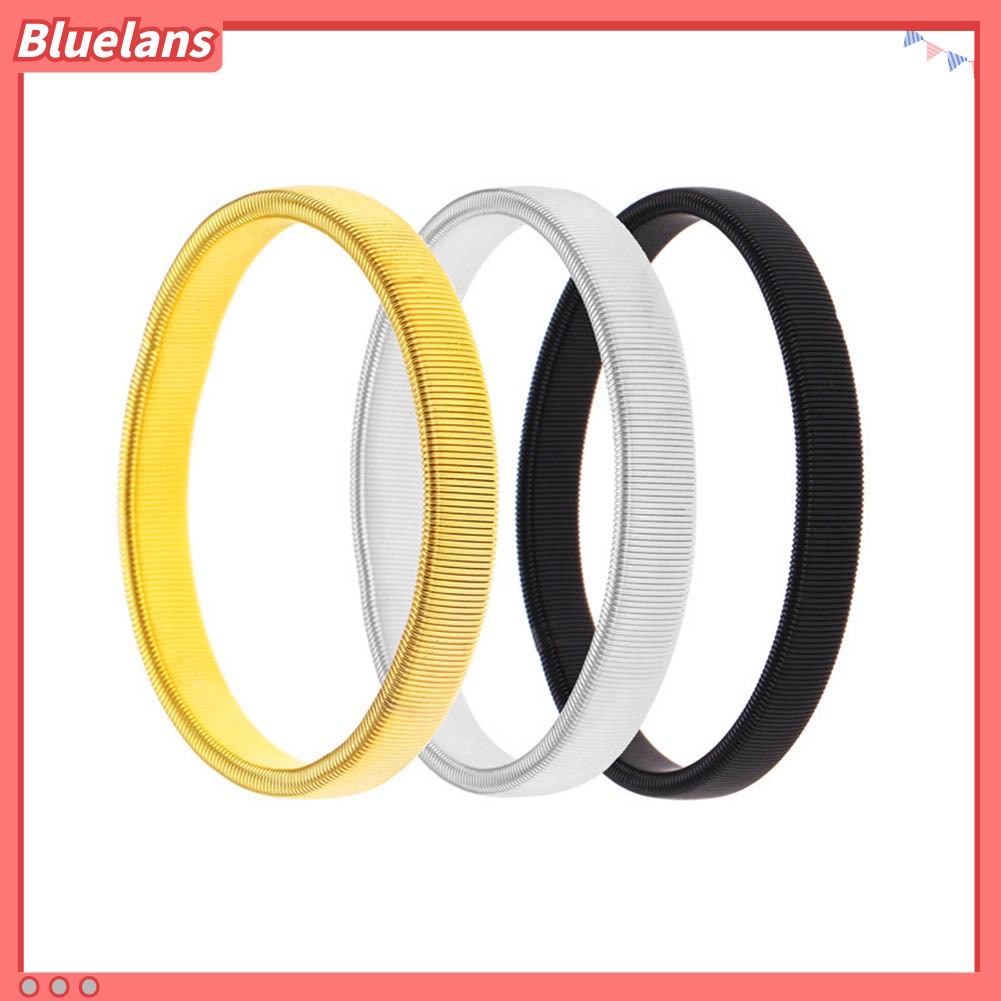 [bluelans]Simple Men Spring Cuff Bartender Bangle Elastic Wristband Ring Metal Bracelet