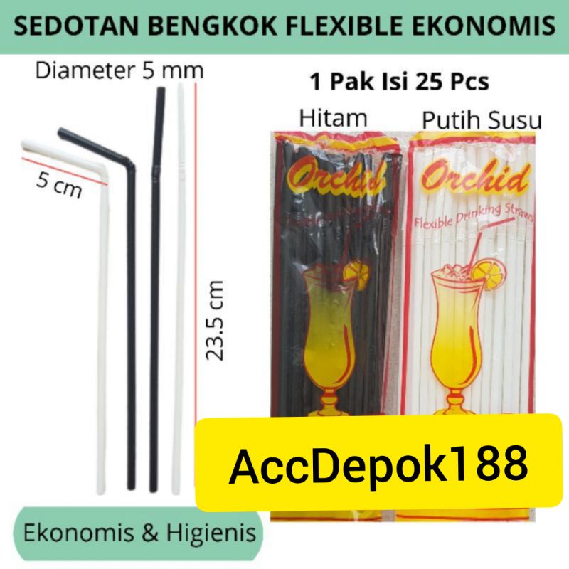 SEDOTAN BENGKOK 5ML / SEDOTAN EKONOMIS TEKUK 5ML HITAM DAN PUTIH ISI -/+25 PCS