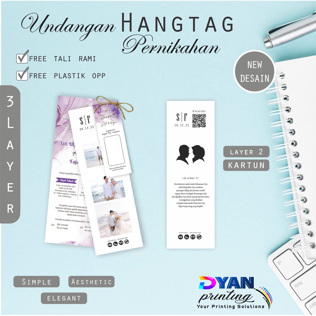 UNDANGAN PERNIKAHAN HANG TAG TALI RAMI ELEGANT MURAH