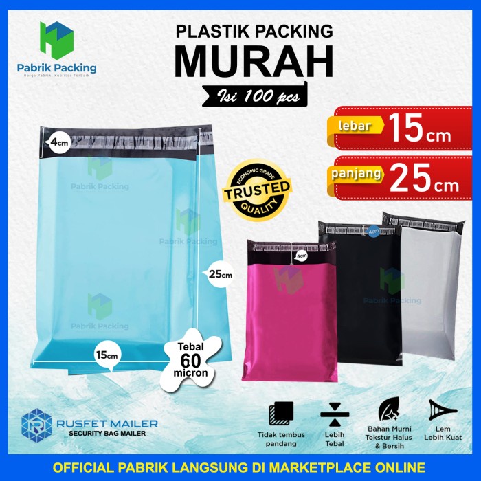 

Bagus Polymailer Ekonomis / Plastik Packing Online Shop Size 15X25 Cm / Pack Hemat