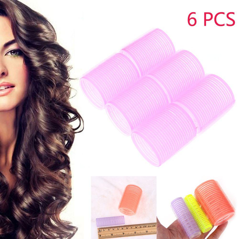 6Pcs Rol Pengeriting Rambut Multi Ukuran Warna Acak Untuk Salon