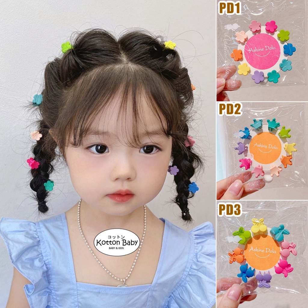 (isi 10pcs) Set Jepitan rambut  warna warni | Pita Rambut | bayi anak bunga import perempuan aksesoris catalog WGEP PD