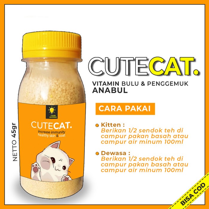 Cute Cat Vitamin Penggemuk dan Penumbuh / Pelebat Bulu Kucing / Bulu Kucing Rontok ~ CUTECAT [ CS ]