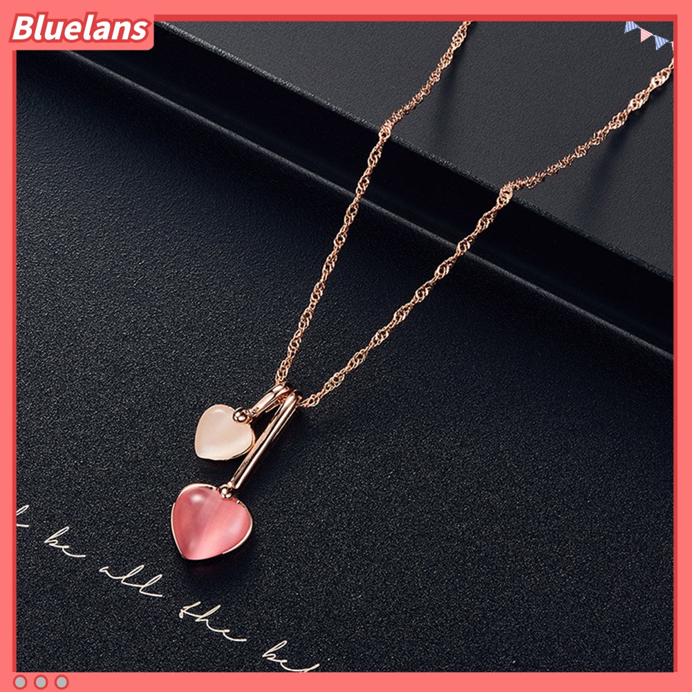 Set Perhiasan Kalung Anting Berlian Imitasi Bentuk Hati