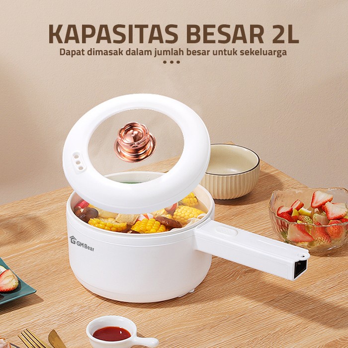 GM Bear Panci Listrik Panci Kukus Elektrik 1693 - Electric Cooking Pot Keramik 2 in 1