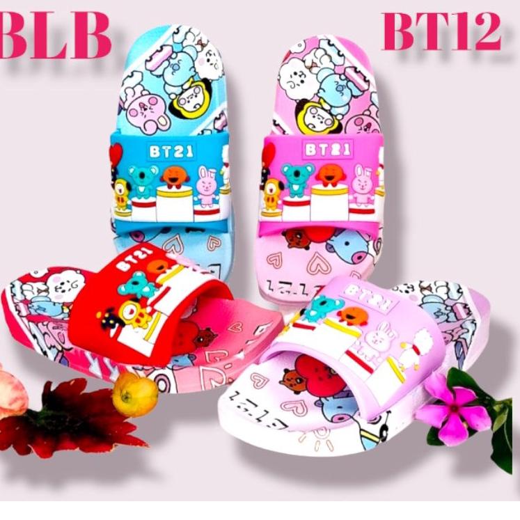 Rekomendasi SENDAL SLOP KARET ANAK PEREMPUAN TERBARU,SANDAL ANAK  BT21 NYAMAN DIPAKE MOTIF TERBARU K