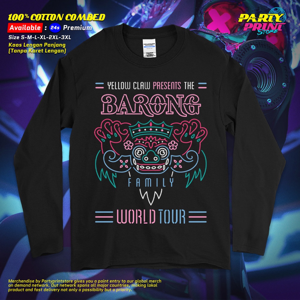 Partyprintstore Kaos Lengan Panjang Pria Band Yellow Claw Barong World Tour I