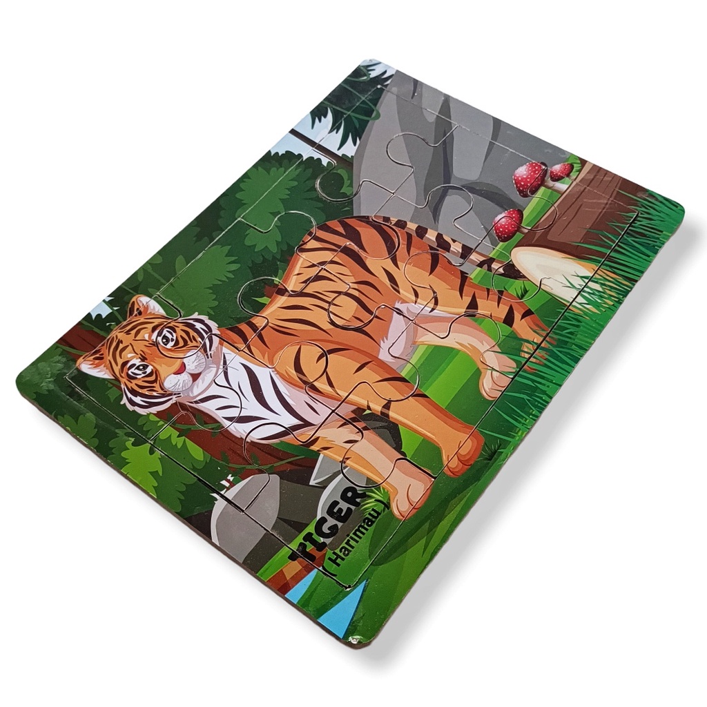 Mainan Kayu Pintar Puzzle Kayu Jigsaw Gambar Harimau Bisa COD