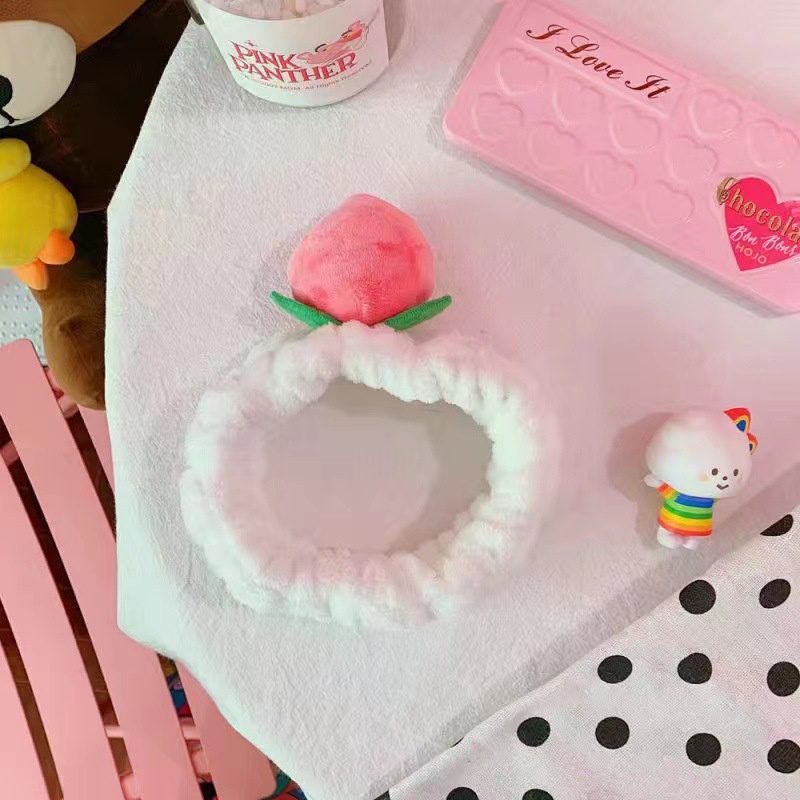 HHPE headband fluffy buah peach persik momotaro bando kain handuk cuci muka facial