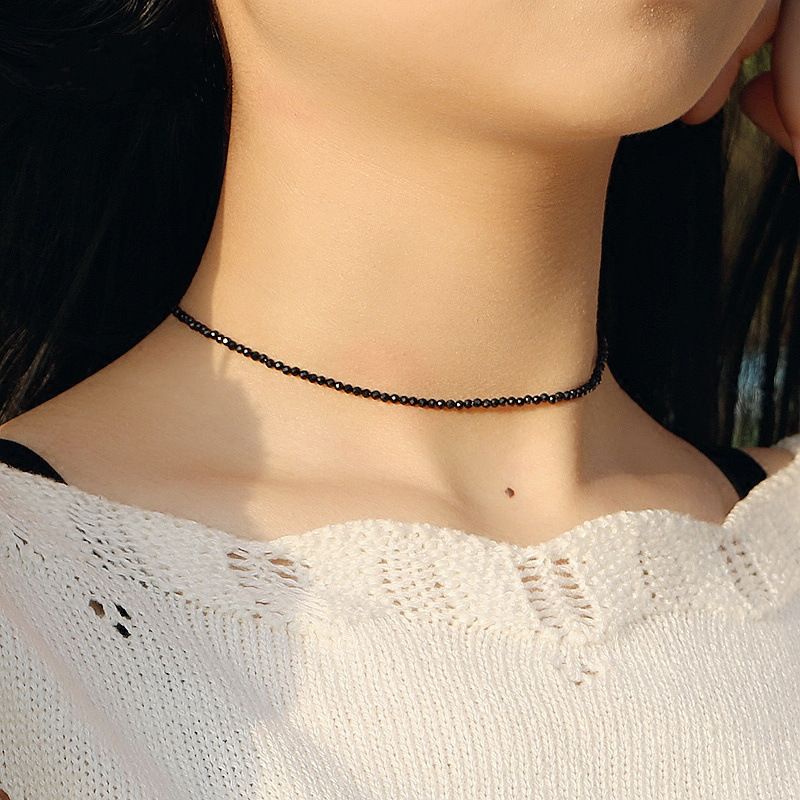 PROMO 11.11 Kalung Manik Kristal Hitam Mewah Wanita Choker Premium Korean Style
