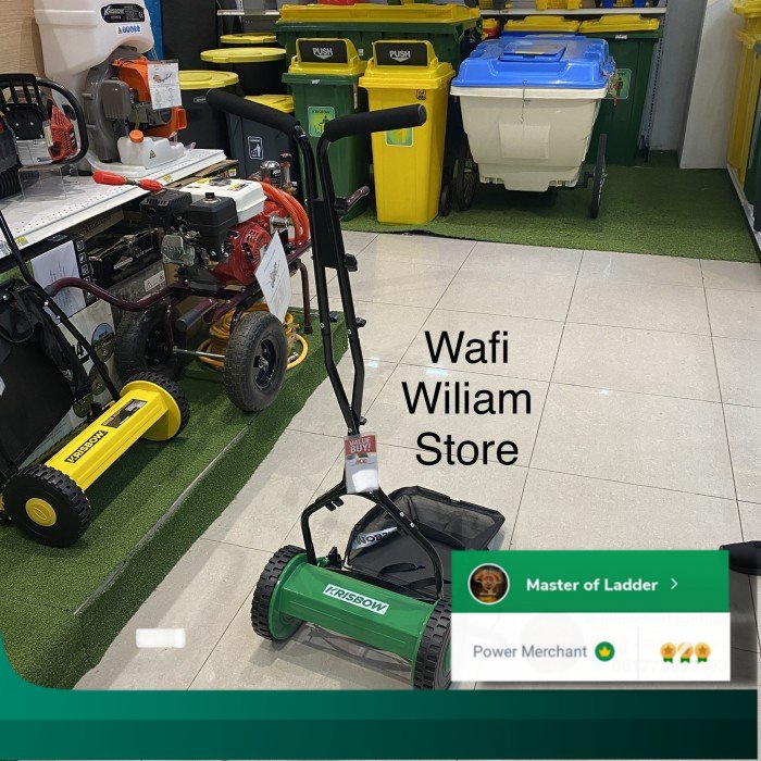 Krisbow Mesin Potong Rumput Dorong Manual 12 inch/Hand Push Reel Mower