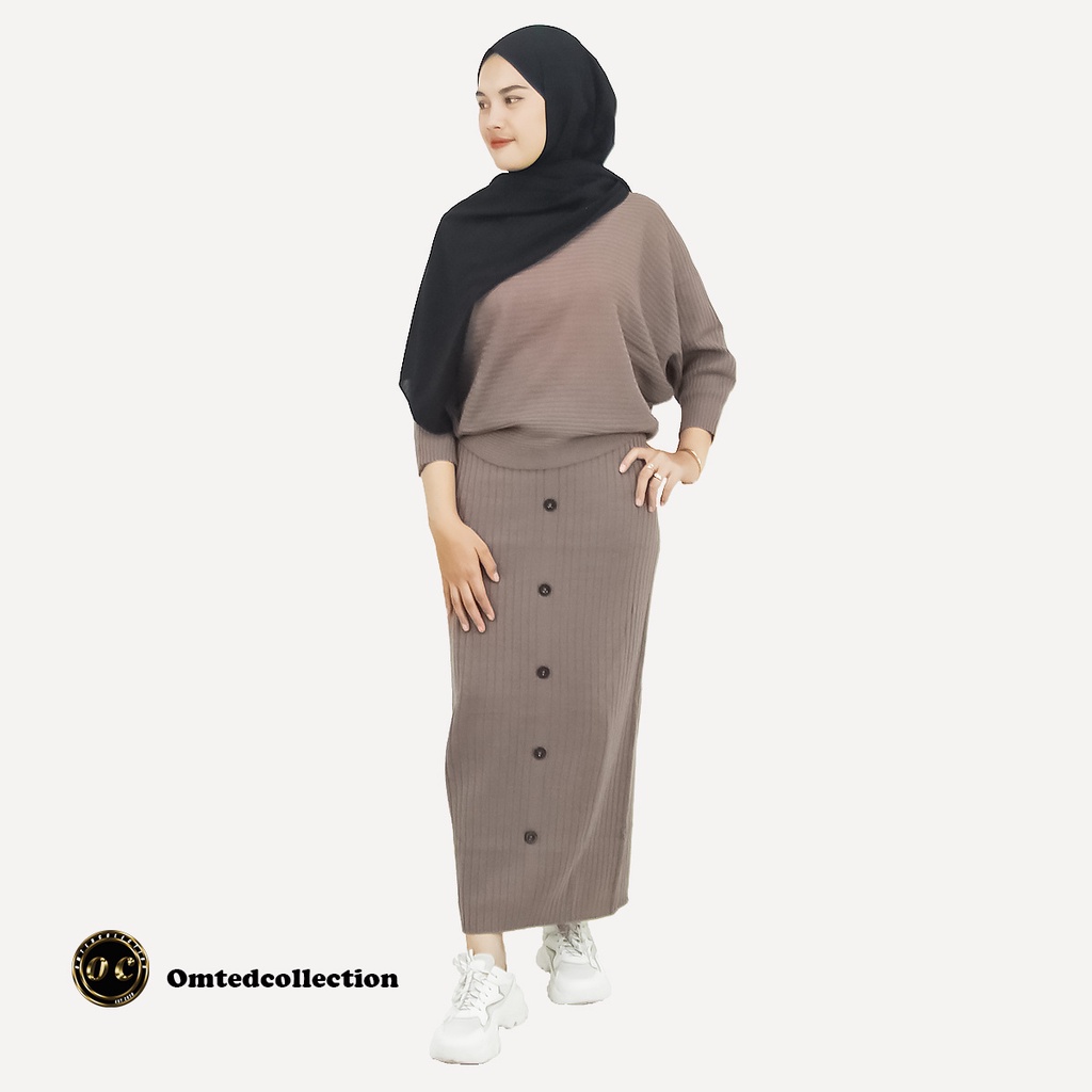 Setelan wanita dewasa / Oneset rajut rok dan sweater bahan premium banyak pilihan warna