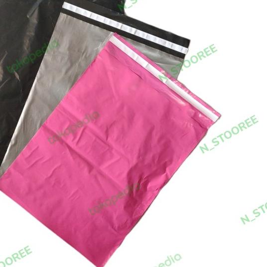 

plastik packing Polymailer 40x50 (50 pcs) Hitam Silver √ packing lem - silver
