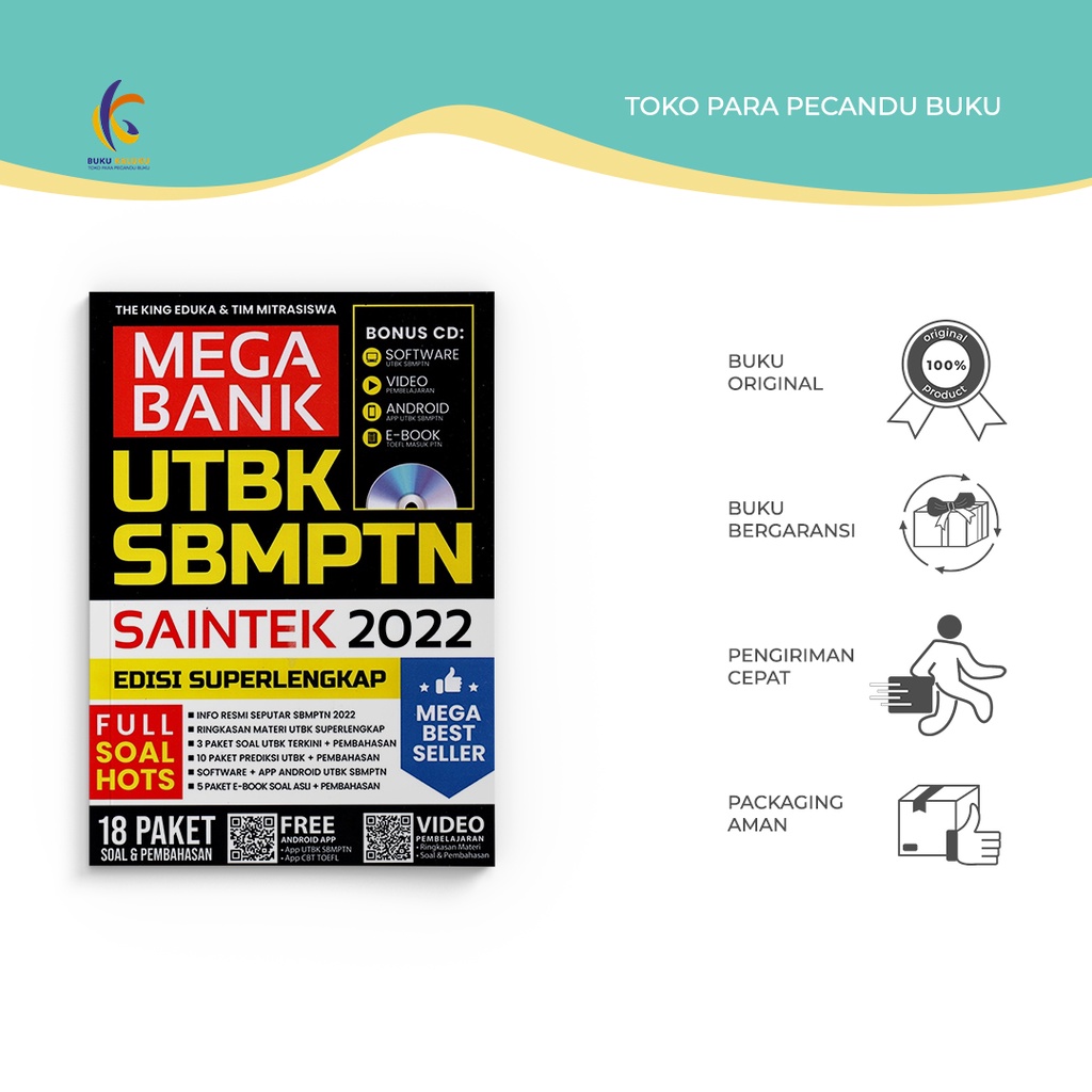 Buku UTBK - Mega Bank UTBK Saintek 2022 - The King Eduka - CMedia - Bukukaluku