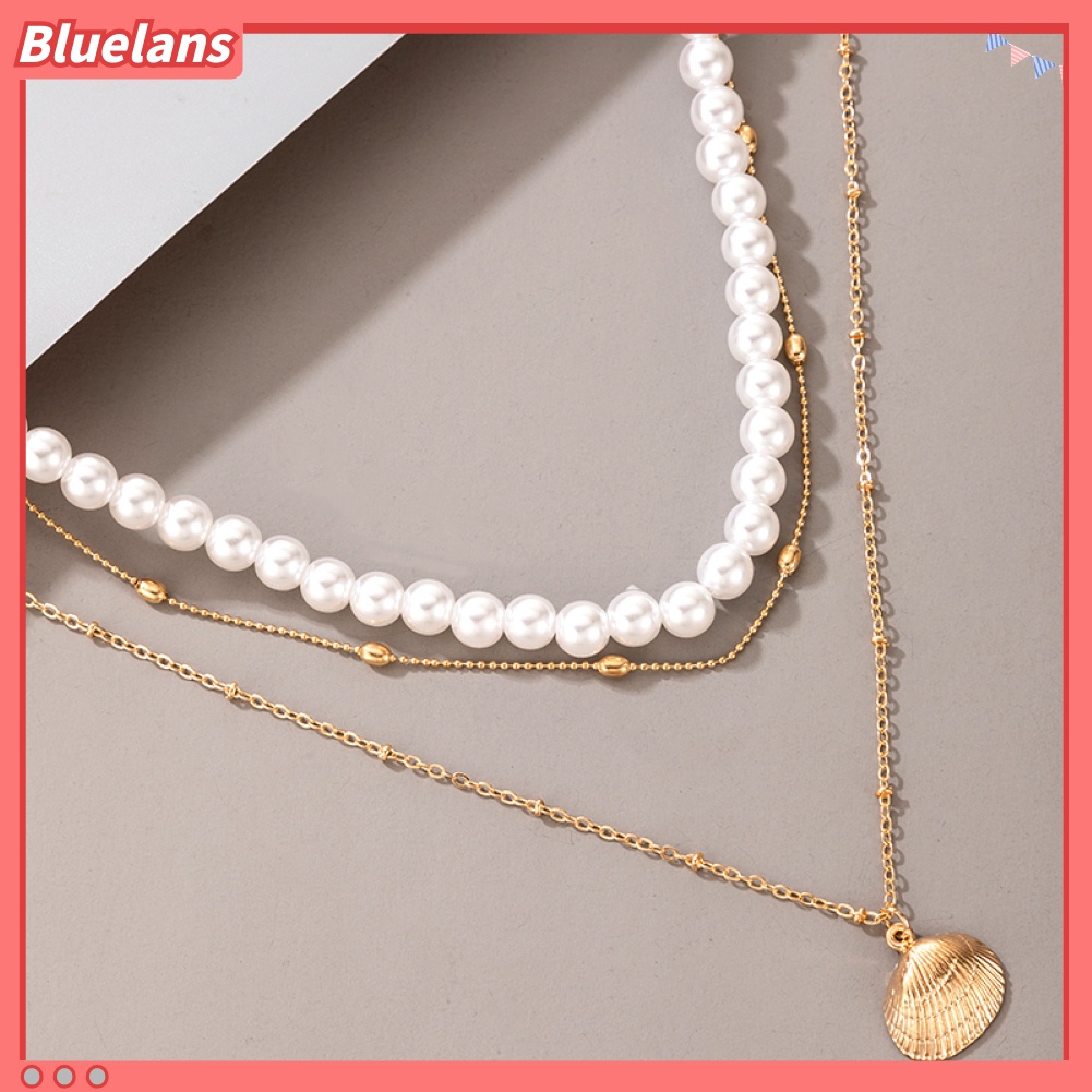 Kalung Rantai Klavikula Hias Mutiara Palsu Bentuk Hati Gaya Retro Untuk Wanita