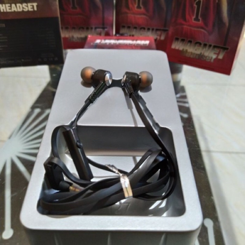 Headset Earphone Magnet AT-127 Handsfree Kabel Mega Bass