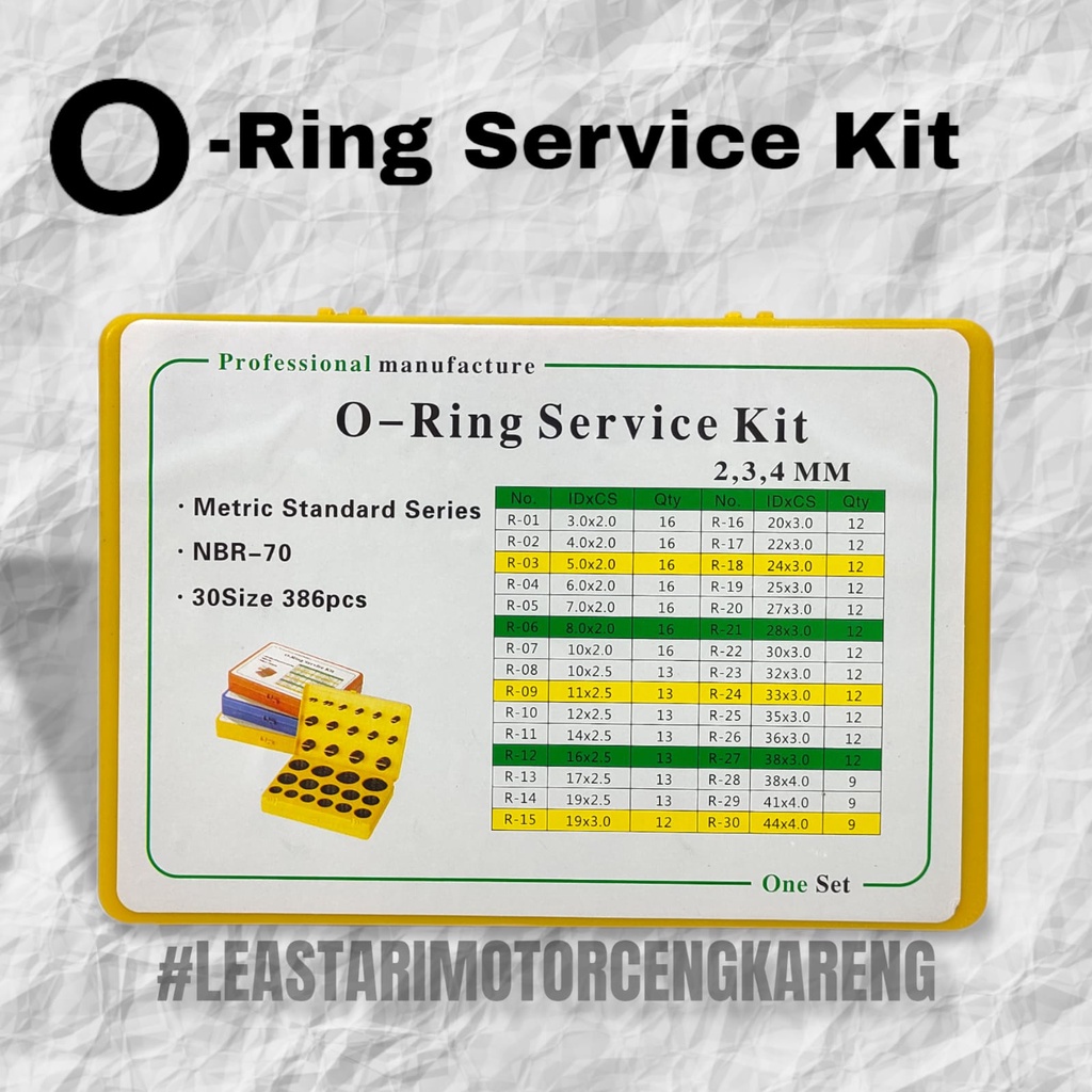 KARET ORING SET RING SEAL SET MOTOR MOBIL BOX KUNING METRIC SERIES