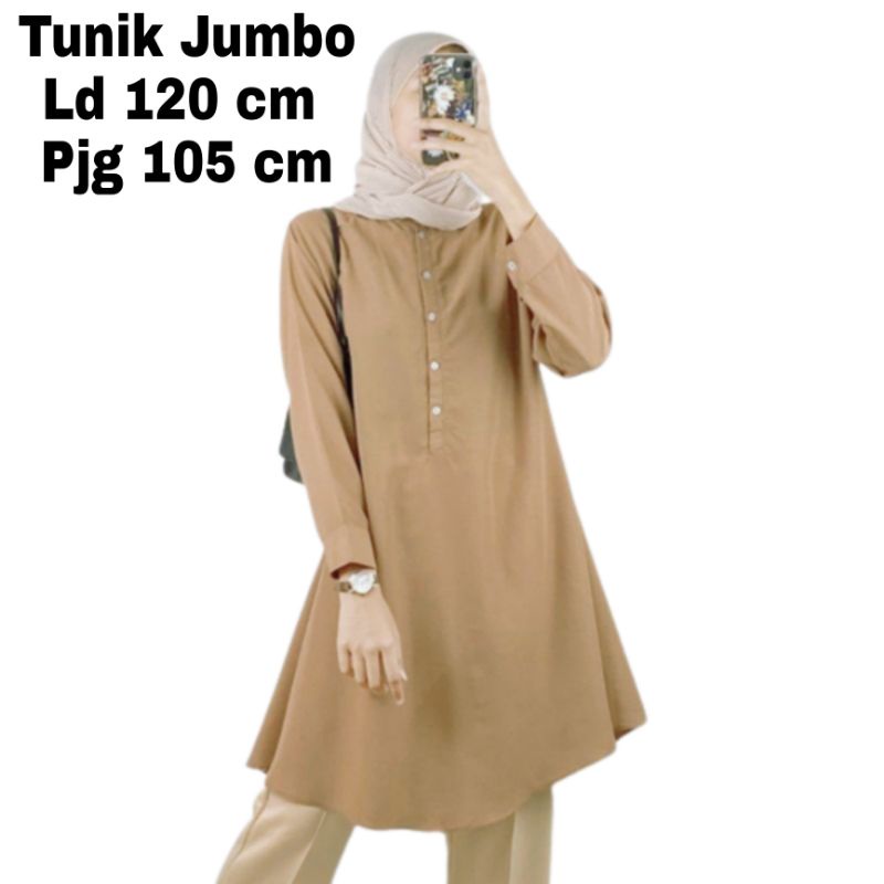 Baju Tunik Wanita Jumbo Polos XXL LD 120 Cm Terbaru 2023 Bahan Moscrepe Import . Atasan Wanita Oversize Viral Tunik Cewek Dewasa Big Size Kekinian Brilie