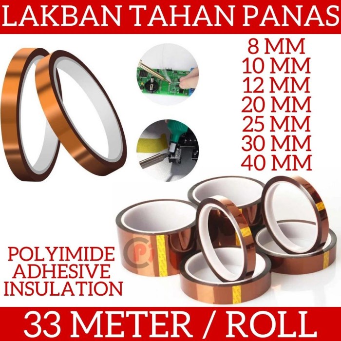 Original Lakban Tape Tahan Panas Heat Resistant Polymide Film 33 Meter