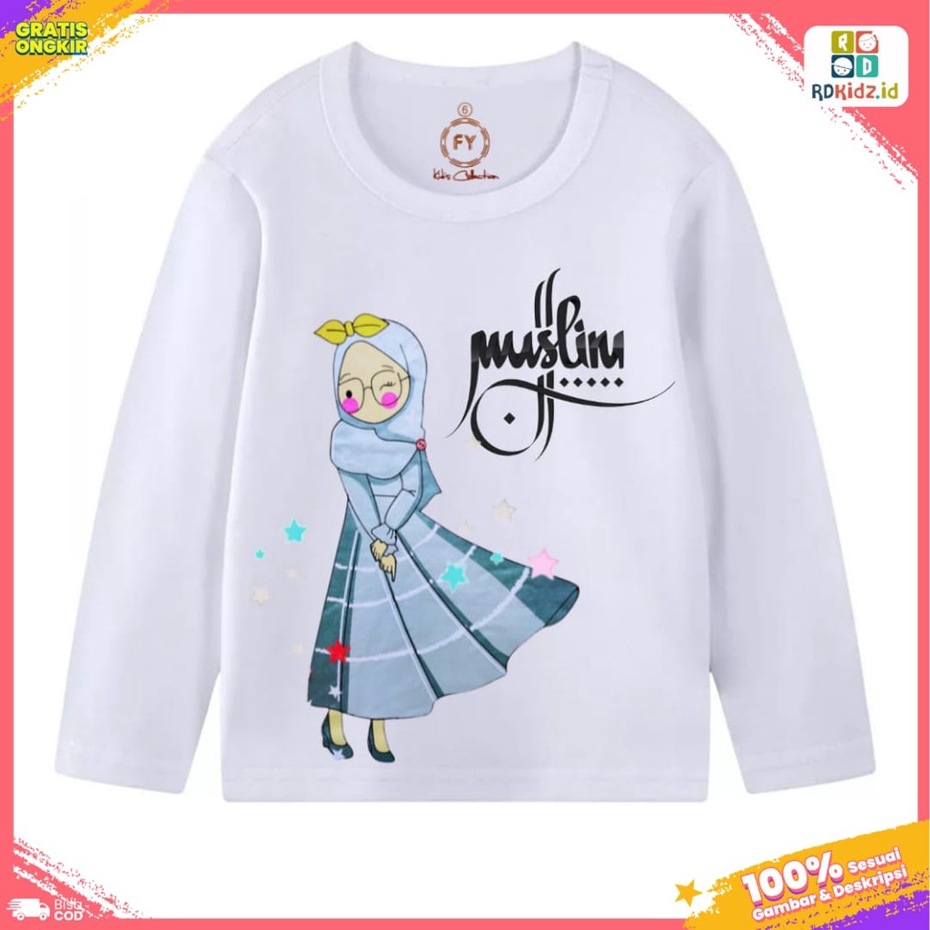 Rdkidzid Atasan Lengan Panjang Anak Perempuan Baju Panjang Anak Cewek Motif NEW Muslim