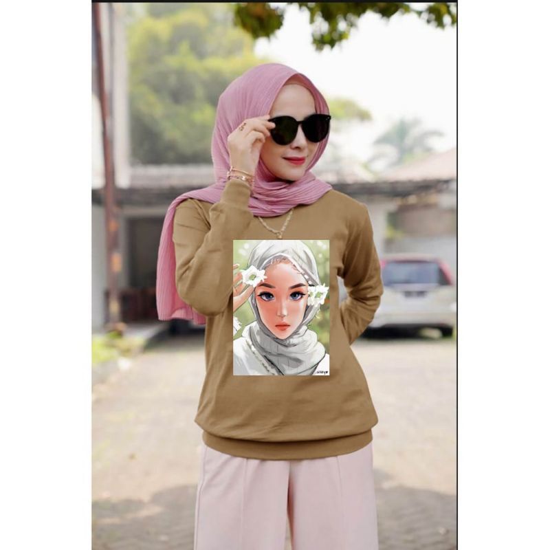 Baju Lengan Panjang Wanita Muslimah Hijabers Kaos Distro Keren Kekinian