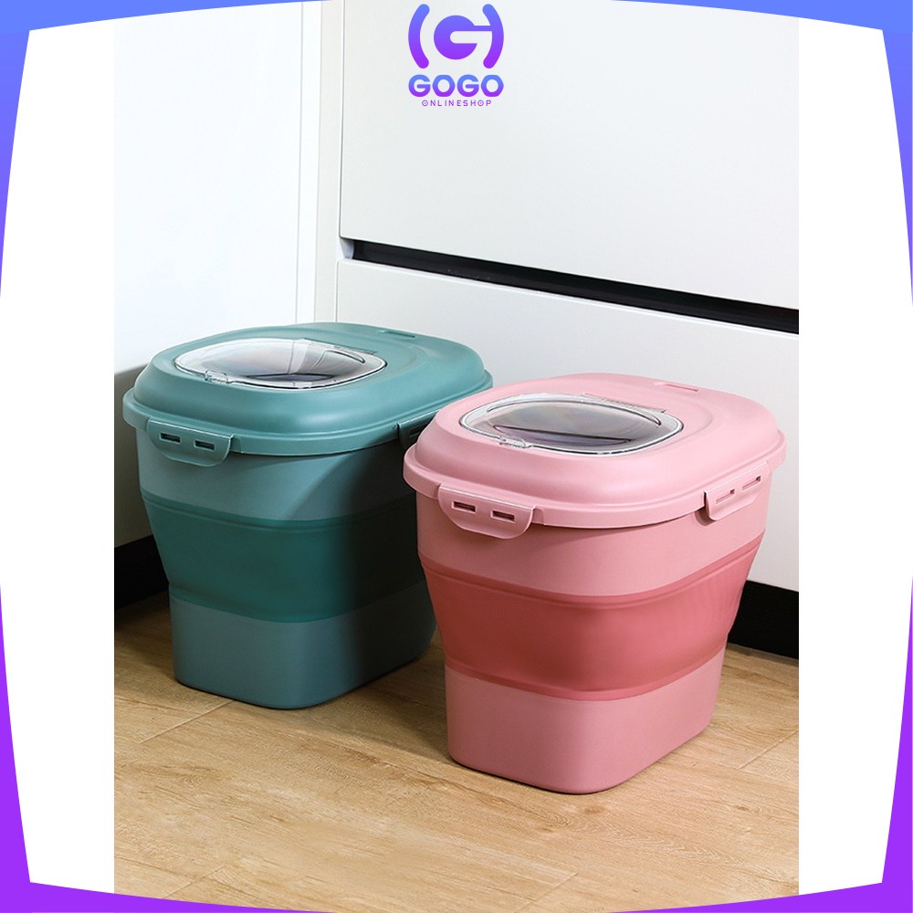 GOGO-C259 Tempat Penyimpanan Beras 25KG Foldable Rice Container Storage Dispenser Beras FREE CANGKIR