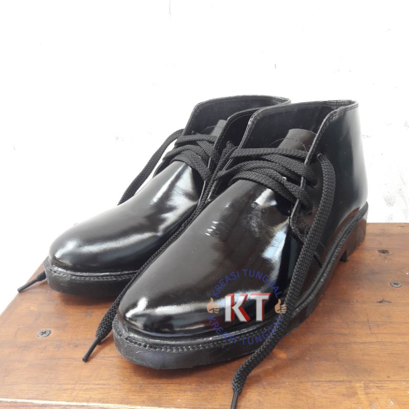 sepatu PDH TNI AD hitam kilap/sepatu standar TNI molding/pres tali