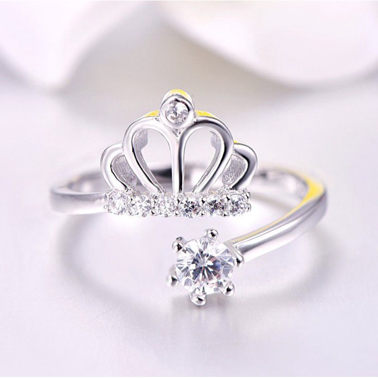 CN07 Cincin Berlian Imitasi bahan titanium warna silver Korean fashion