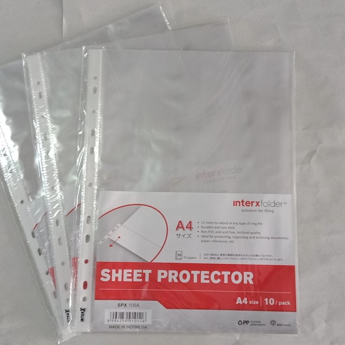 

murah Plastik PP Pocket Sheet Protector A4 / F4 Inter X Folder - Bening A4