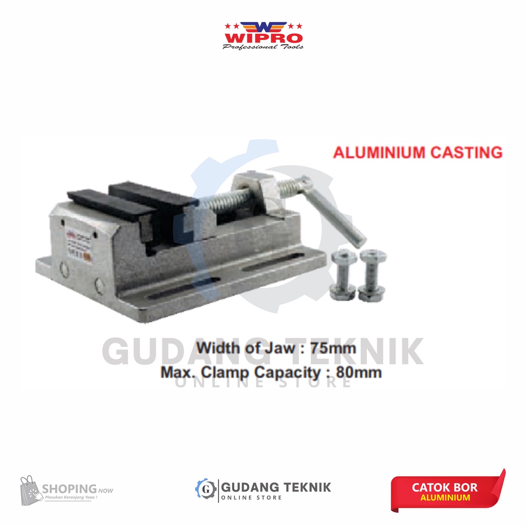 Catok Bor Duduk Aluminium 3&quot; WIPRO CB-80 / Ranggem Catok Bor Duduk 3inch WIPRO CB80 - Drill Press Vice 80mm WIPRO CB 80