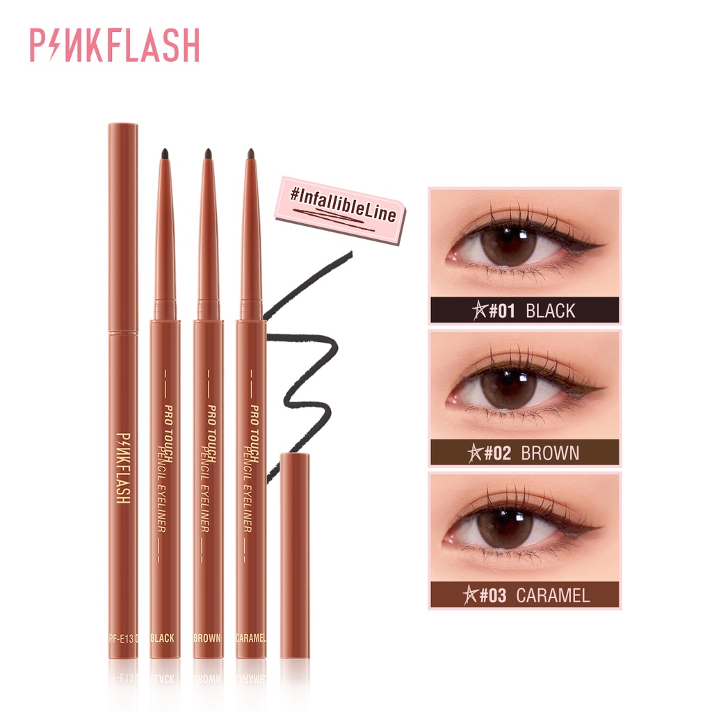 Original PINKFLASH PF-E13 Pro Touch Pencil Eyeliner Smooth Gel Eyeliner High Pigmented (BPOM)