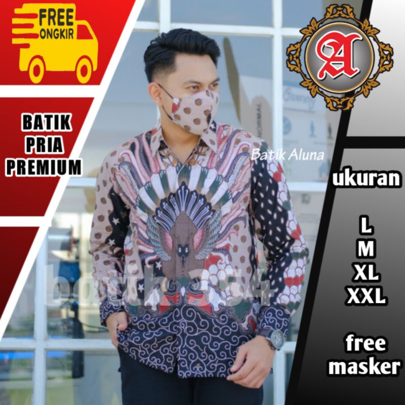 baju batik Aluna premium  batik pria Sragen batik solo batik Aluna katun premium pcw 005