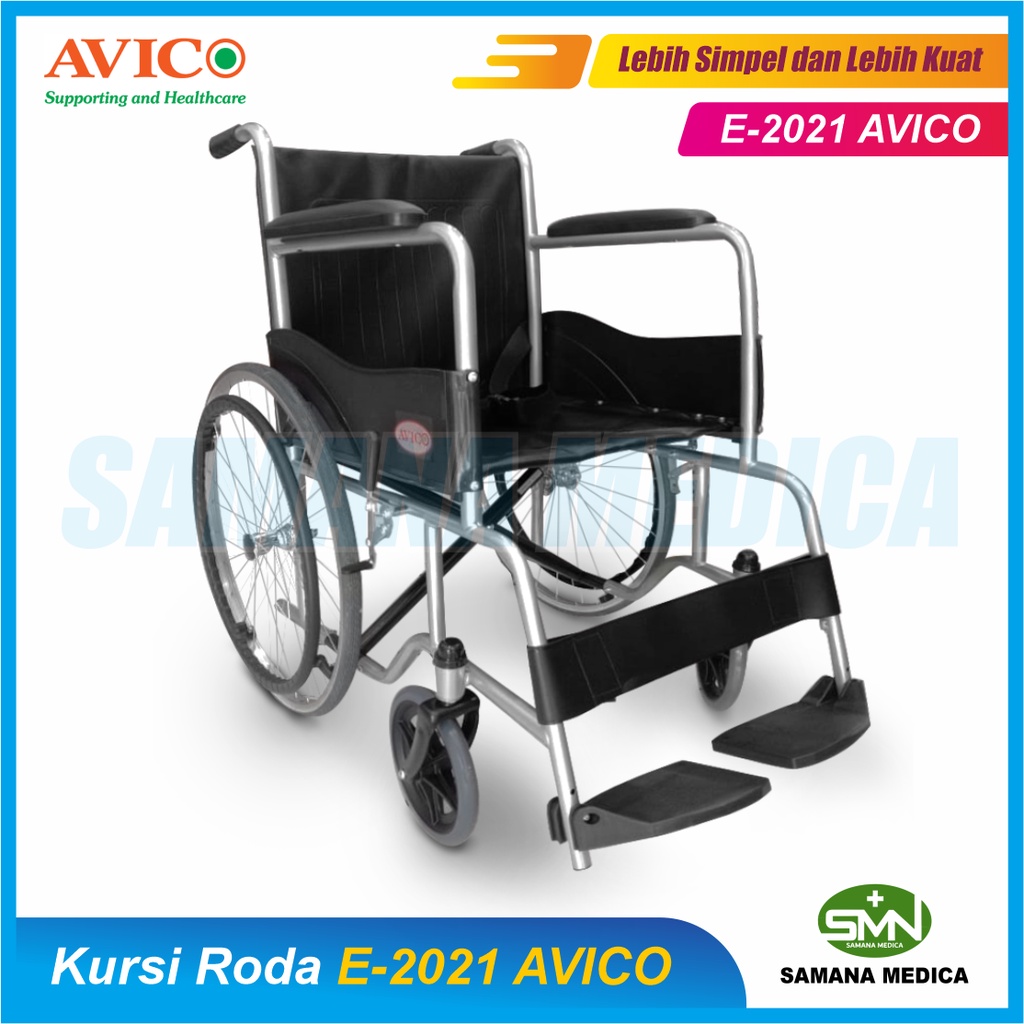 Kursi Roda Standard AVICO GARUDA E-2021 BK Cat Abu Velg Jari-Jari Bisa Dorong Sendiri