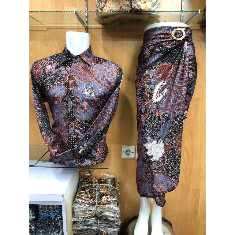 TERMURAH....BAJU BATIK COUPLE / BATIK SET / BATIK LENGAN PANJANG / BATIK COUPLE ROK LILIT / ROK LILIT BATIK COUPLE